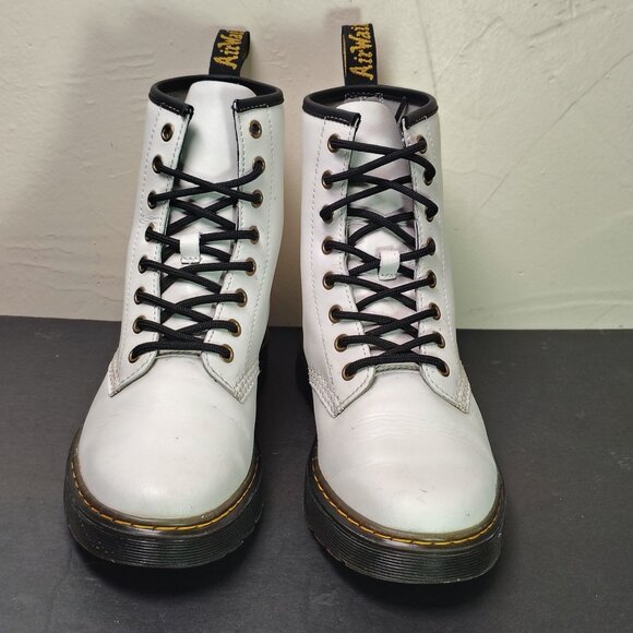 Dr. Martens Zavala Boots White Leather Combat Air Wair Womens 8  AW004 SK 08 V - Picture 10 of 12